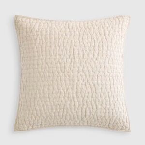 NWOT QUINCE European Linen Cotton Stitch Quilted Euro Sham Natural 3596